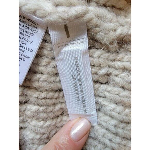 LOFT Cardigan Sweater Coat S Wool Alpaca Open Front Chunky Oversized 3/4 Sleeve - Picture 6 of 11